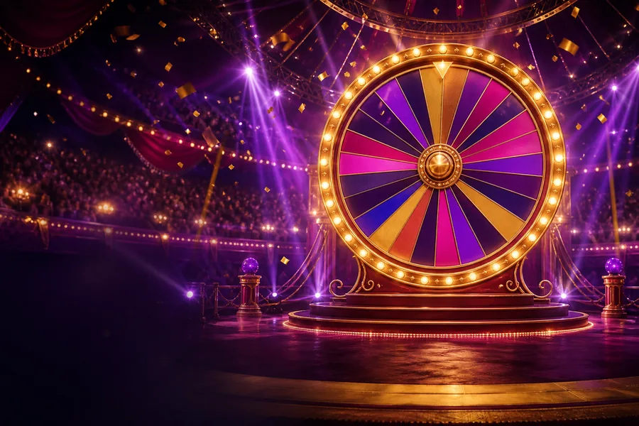 Leuchtende Circus-Bühne als Einstieg in das Lucky-Circus-Portal